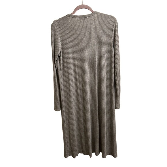 Moa Moa Women’s Gray Ribbed Cardigan Sweater Sz Large Office Career Casual - Picture 2 of 5